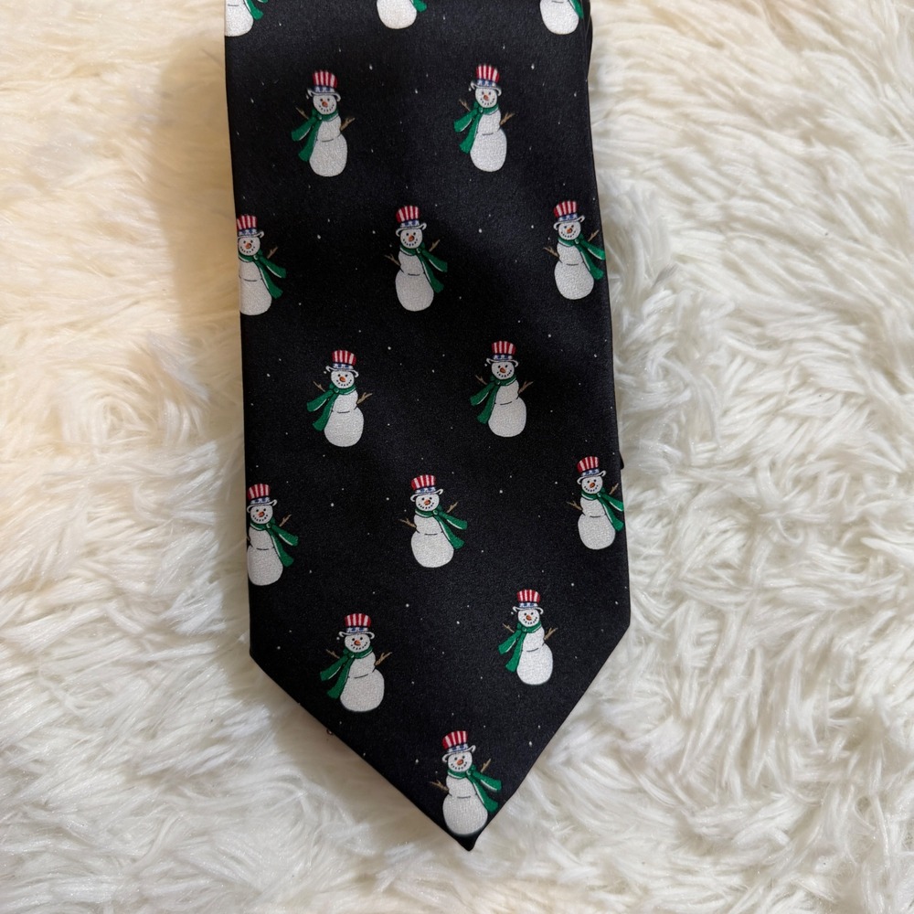 Holidays Necktie Mens‎ OS Black Snowman Patriotic Christmas NEW